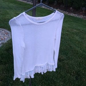 Cream light sweater with lace bottom